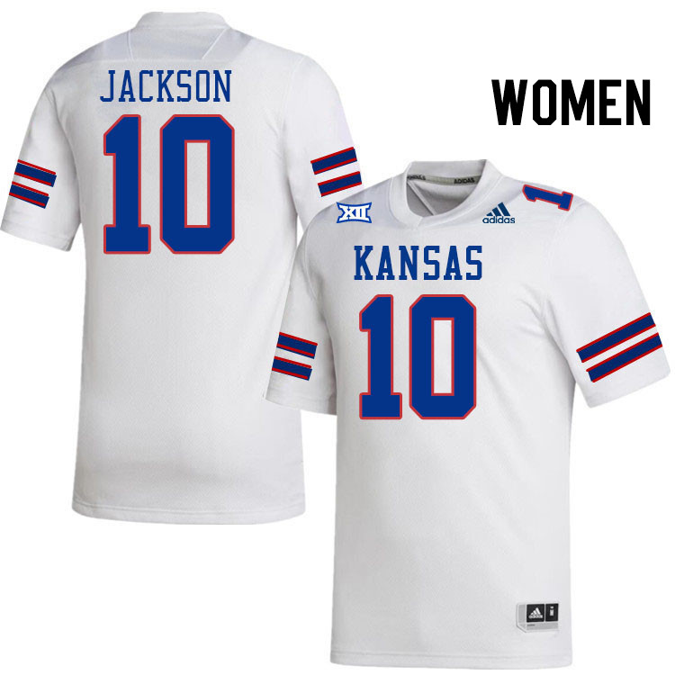 Women #10 Jack Jackson Kansas Jayhawks College Football Jerseys Stitched Sale-White